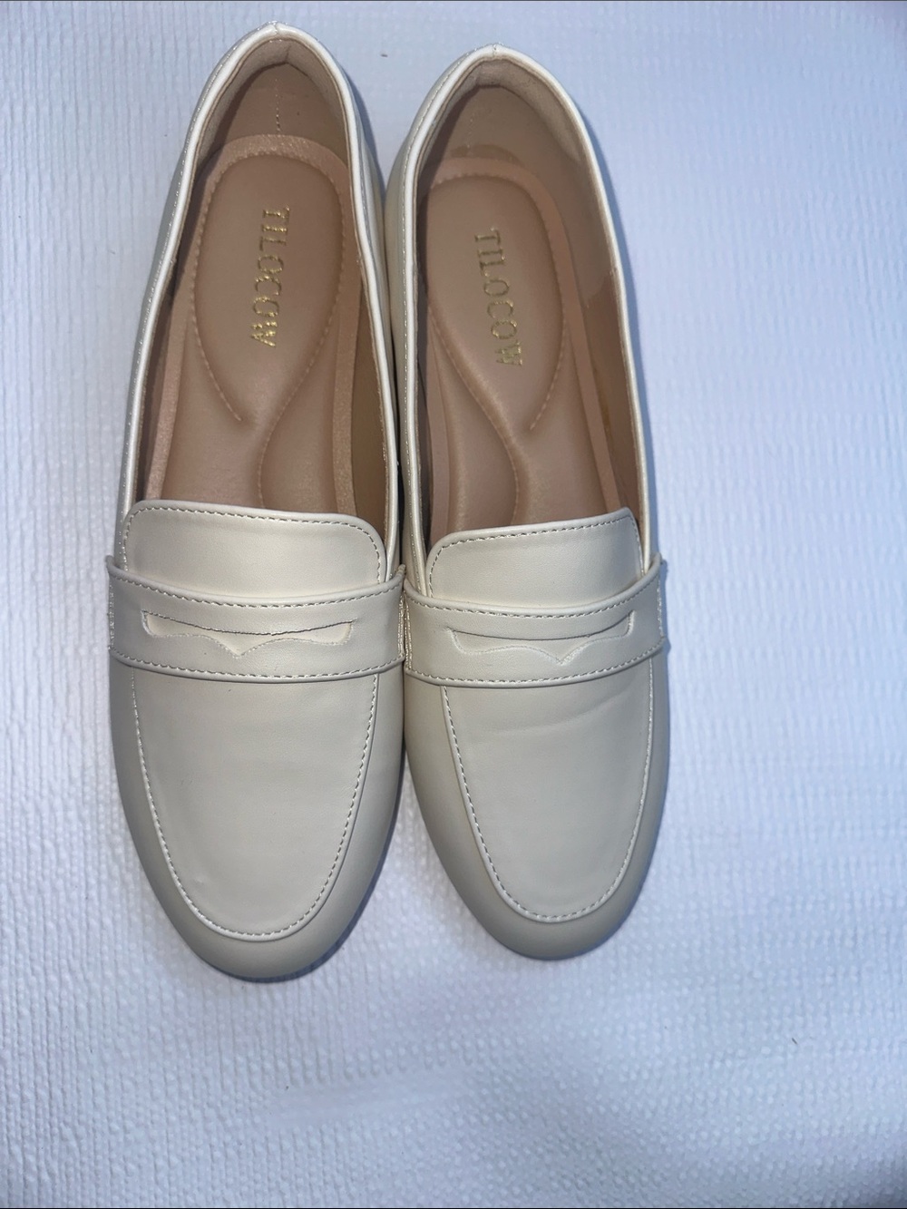 Neutral Cream Penny Loafers for Women